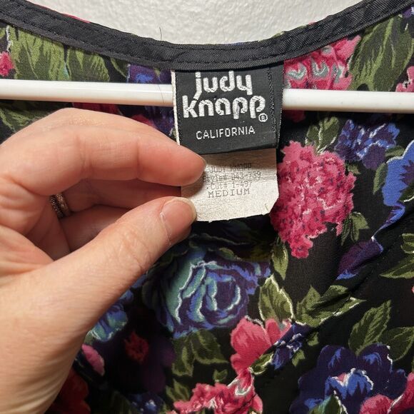 Vtg‎ Floral Button Front Top Judy Knapp Medium Summer Vacation Beachy Hawaiian - Picture 2 of 6